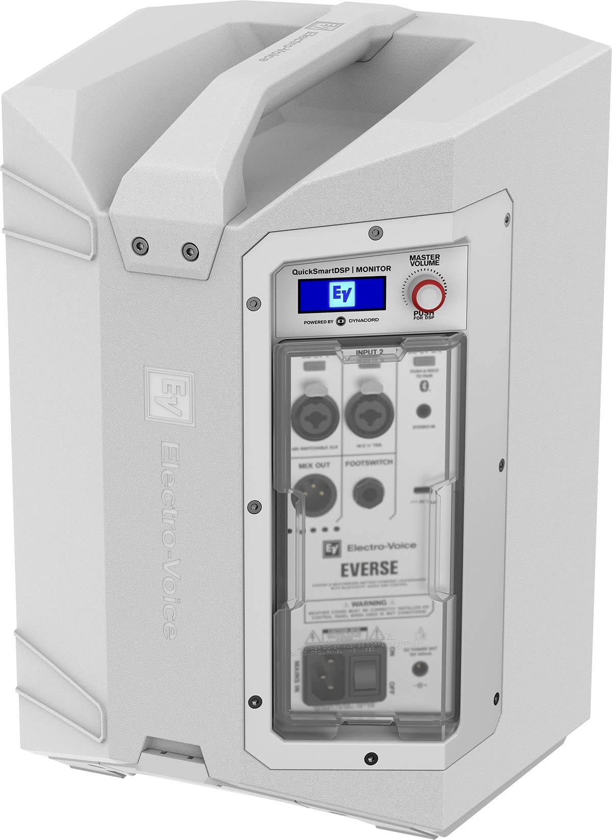 Weatherized input cover on EVERSE 8 protecting ports during rain or splashes