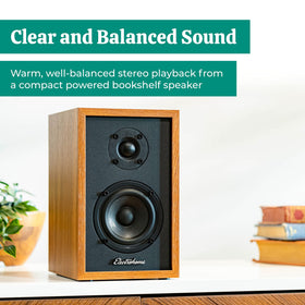Electrohome Berkeley 2.0 side profile fits compact bookshelf spaces.