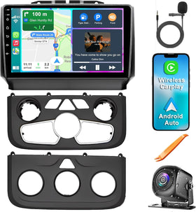 ElectroSmart 8-core radio on Dodge RAM dashboard with CarPlay ready.