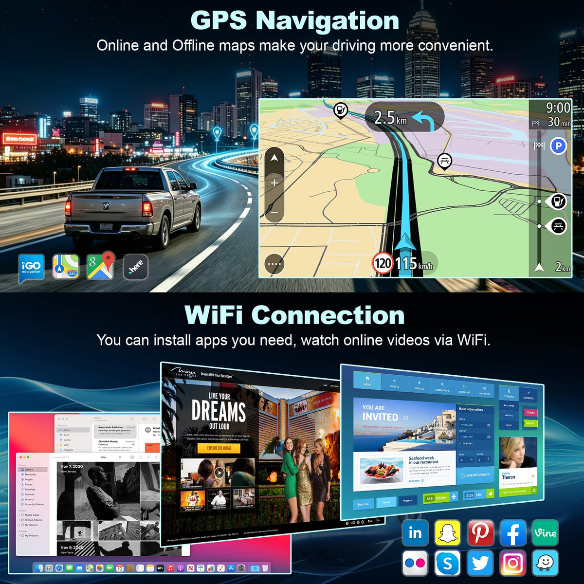 Electrosmart Bluetooth hands-free calling screen in use.