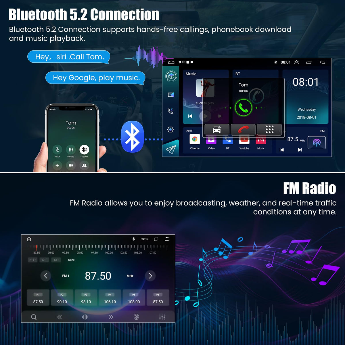 ElectroSmart Bluetooth handsfree call supports safe, clear conversations during commutes.