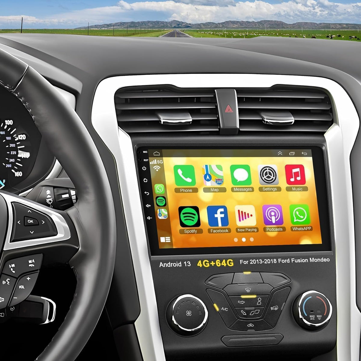 ElectroSmart Ford Fusion Mondeo 9-inch screen showing responsive navigation.