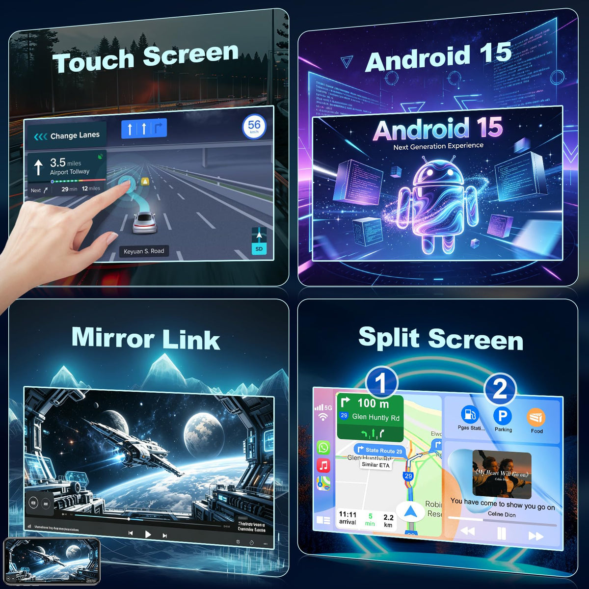 Electrosmart split-screen and RCA output for backseat video.
