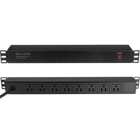 ElecVoztile front panel showing eight outlets and tidy cable benefit