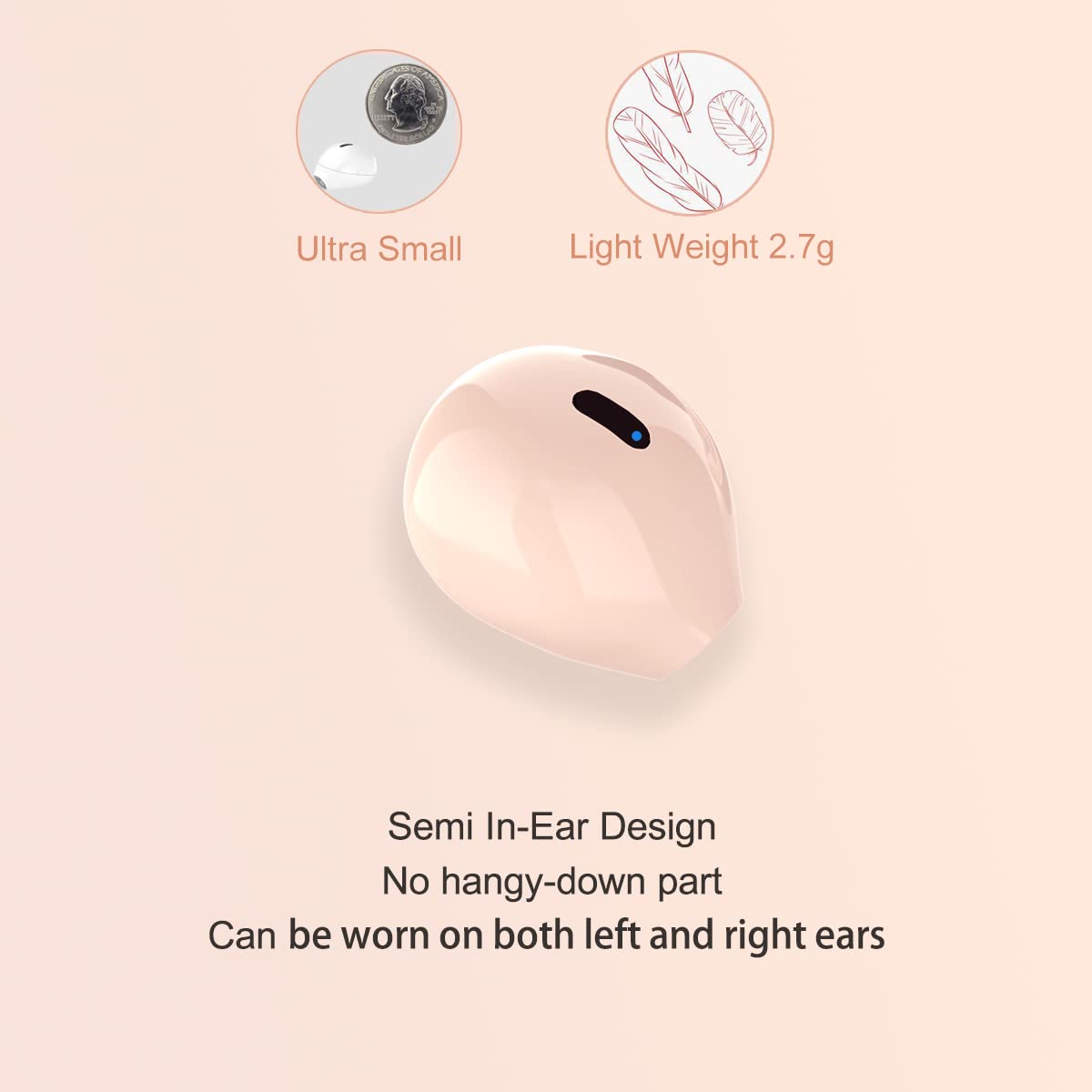eleror Invisible Mini Earbuds provide a comfortable semi in-ear fit for all-day wear.