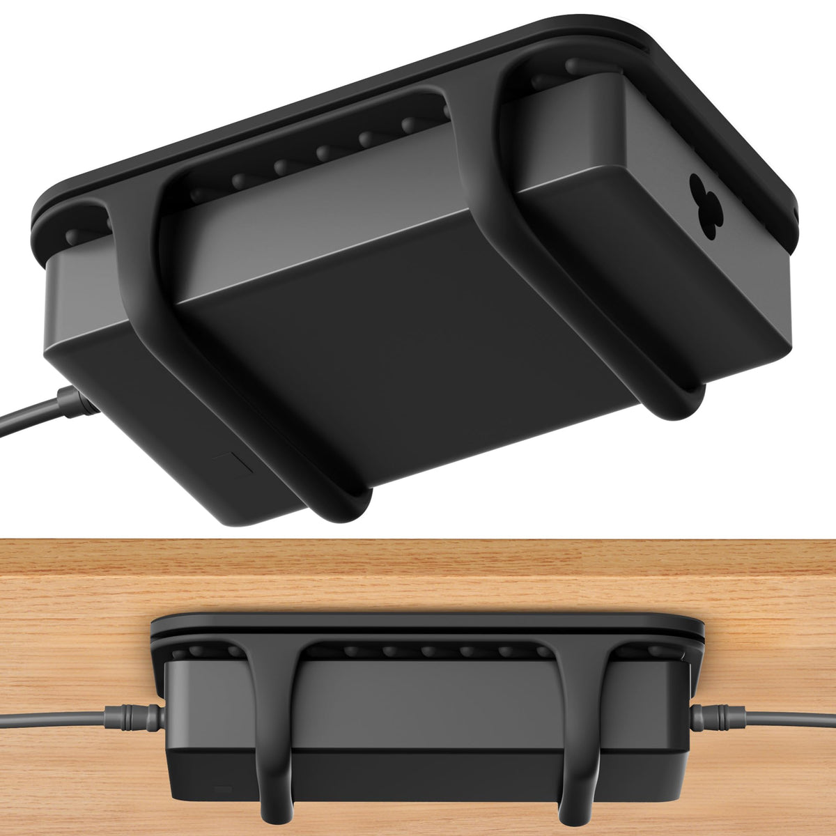 ELETIUO universal charger holder under-desk mount keeps cables neatly organized.