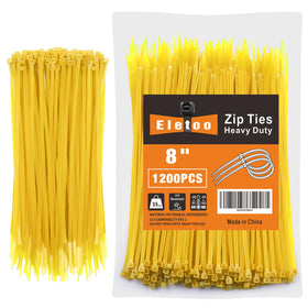 Eletoo 8-inch yellow zip tie pack organizing cables efficiently
