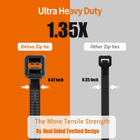 Eletoo dual-teeth self-locking zip tie securing a heavy bundle