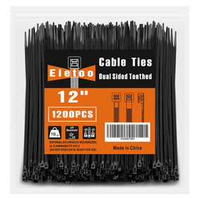 Eletoo front packaging with 1200 black zip ties showing count and benefits