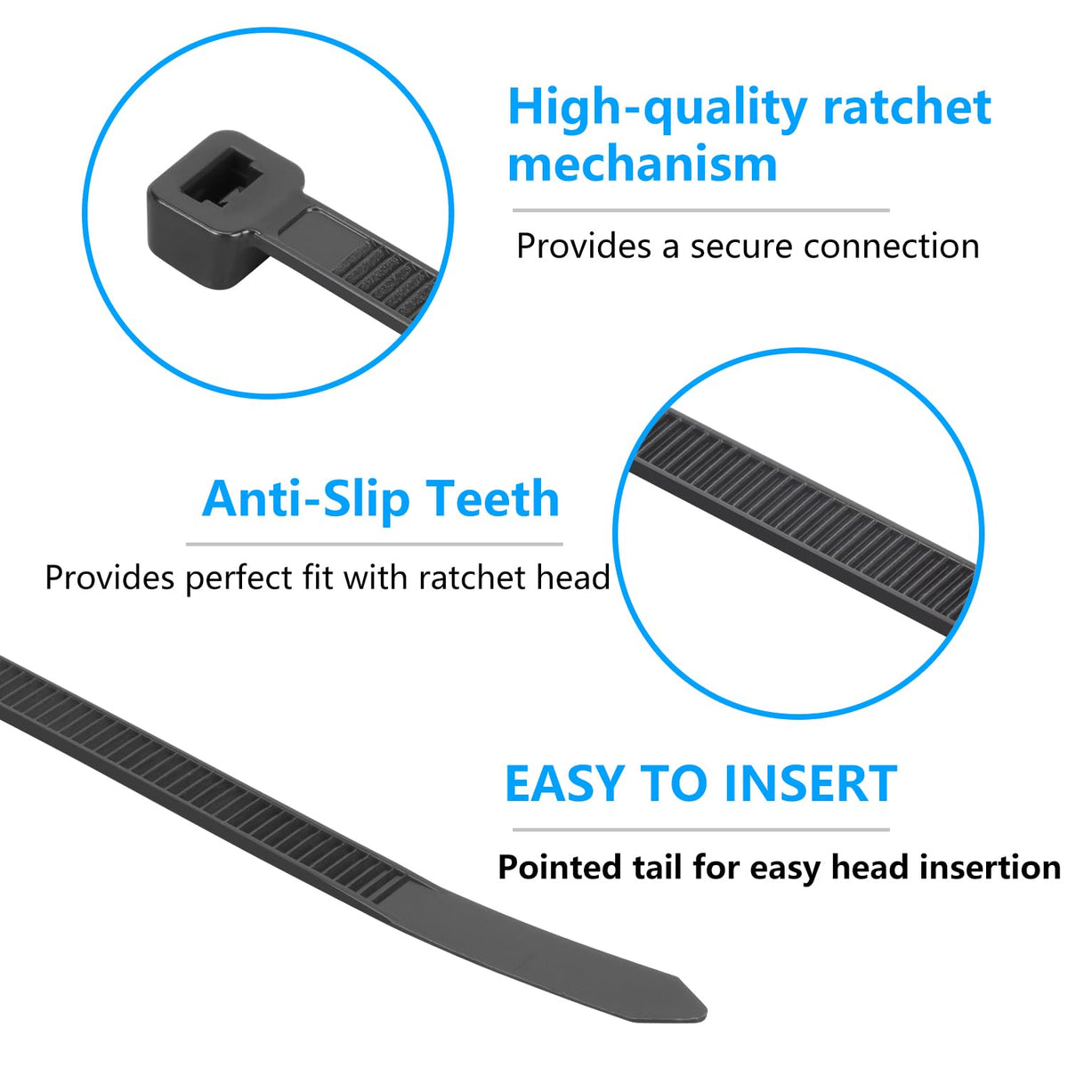 Eletoo PA66 nylon zip ties demonstrate heat and cold resistance.