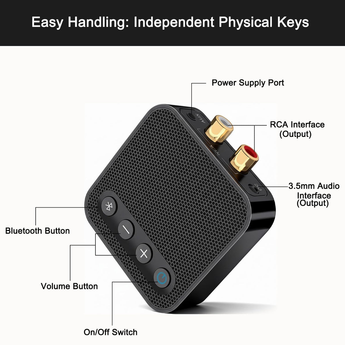 Back panel of ELEVENKR AptX HD Bluetooth receiver showing outputs for easy setup and compatibility