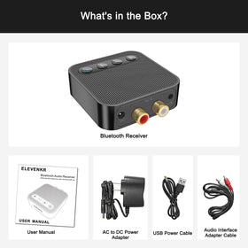 Power adapter included with ELEVENKR AptX HD Bluetooth receiver for ready-to-use setup