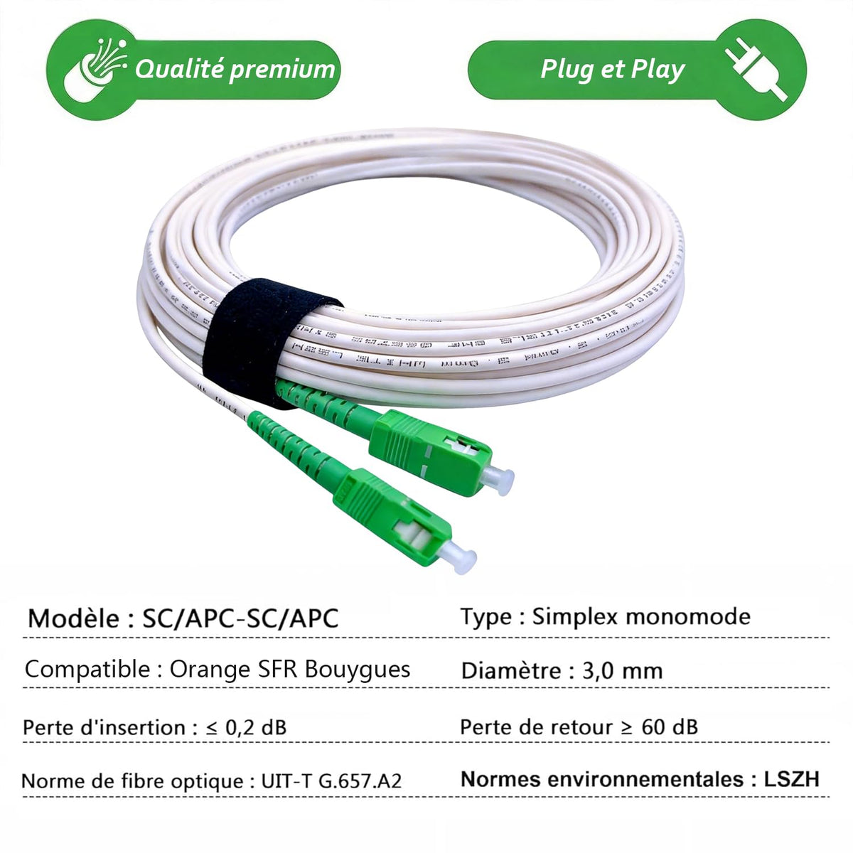 Elfcam SCA-to-SCA patch cord enabling clean indoor fiber connections