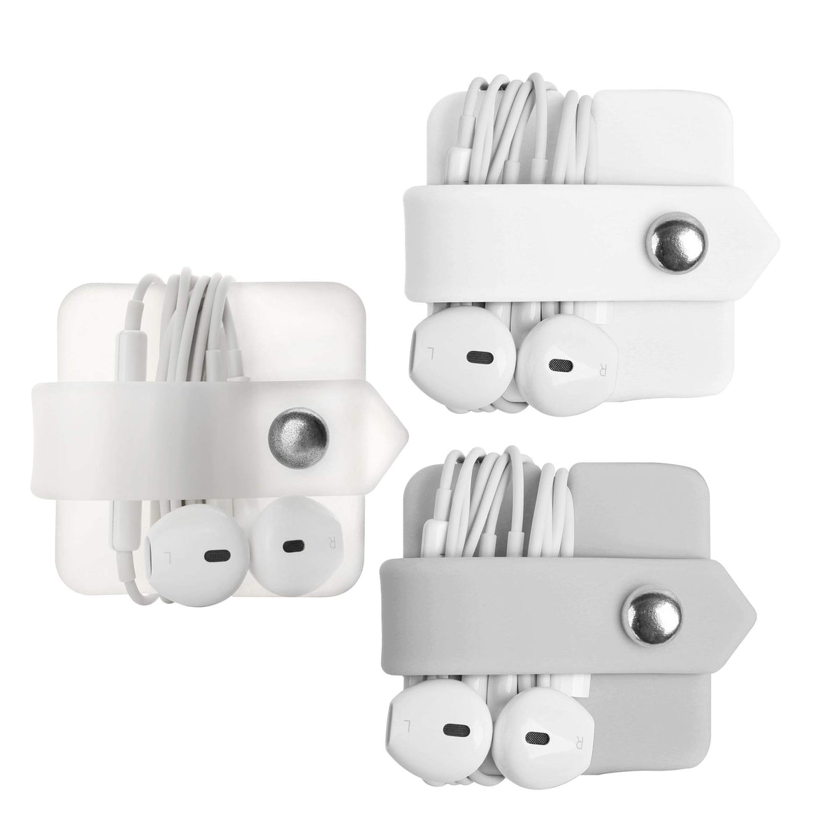 ELFRhino cord organizer close-up shows durable silicone and snap closure.