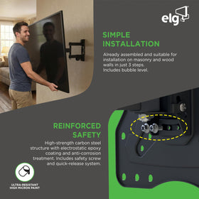 ELG full motion wall mount extension reach for glare control and placement.