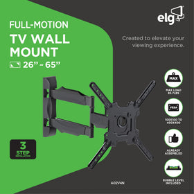 ELG full motion wall mount extension showing extended reach for flexible viewing