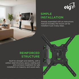 ELG full motion wall mount swivel view enabling room-wide screen sharing