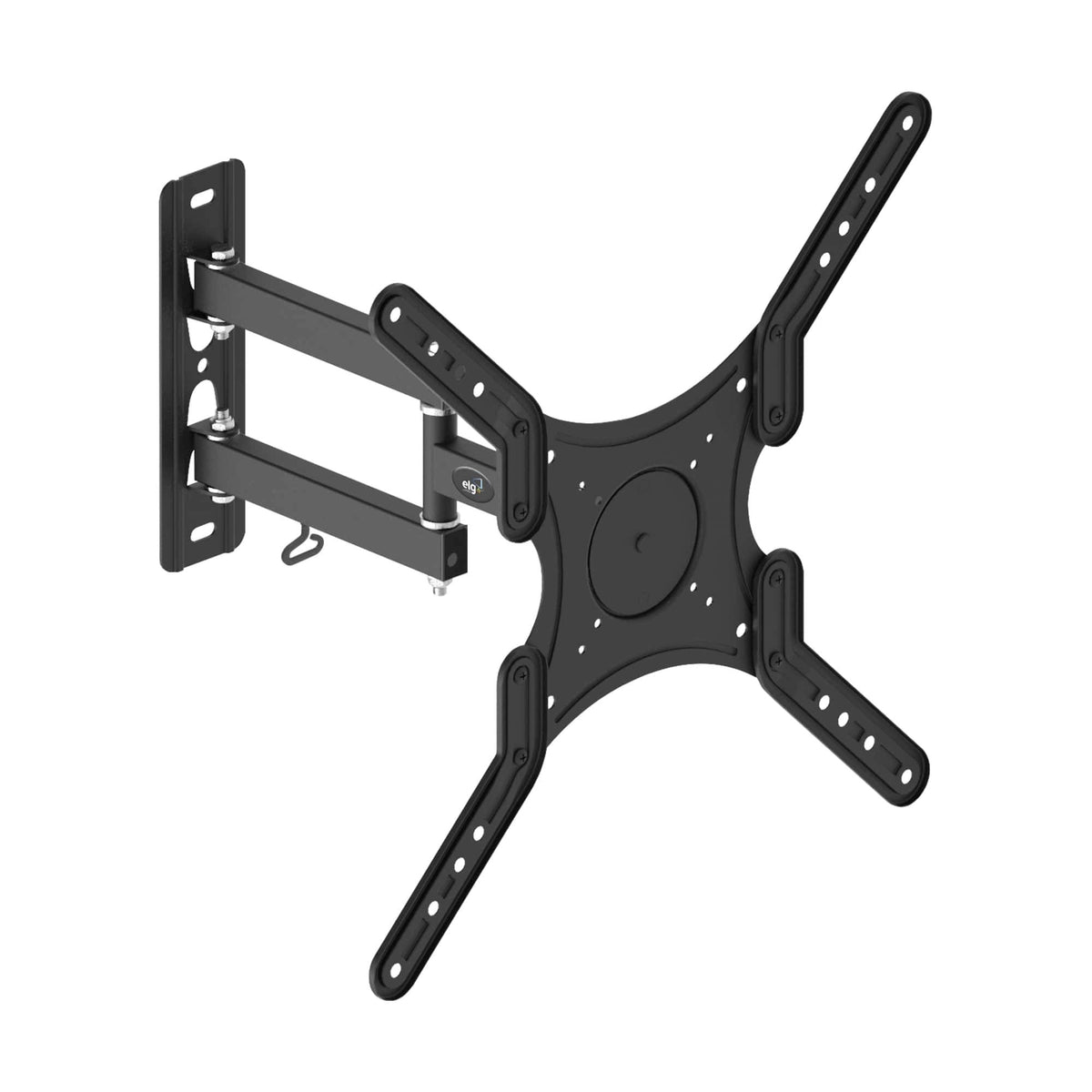 ELG full motion wall mount supports VESA 75x75 to 400x400 for broad compatibility.