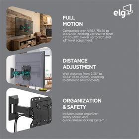 ELG wall mount with VESA 200x200 supports secure attachment