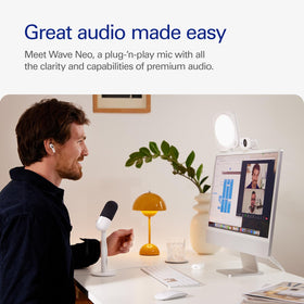 Elgato Wave Neo tap-to-mute LED shows mute status.