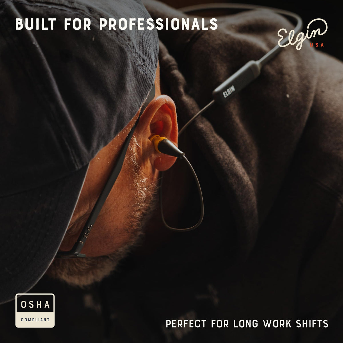 Elgin Discord Gen 2 on-jobsite worn for hearing protection during work.