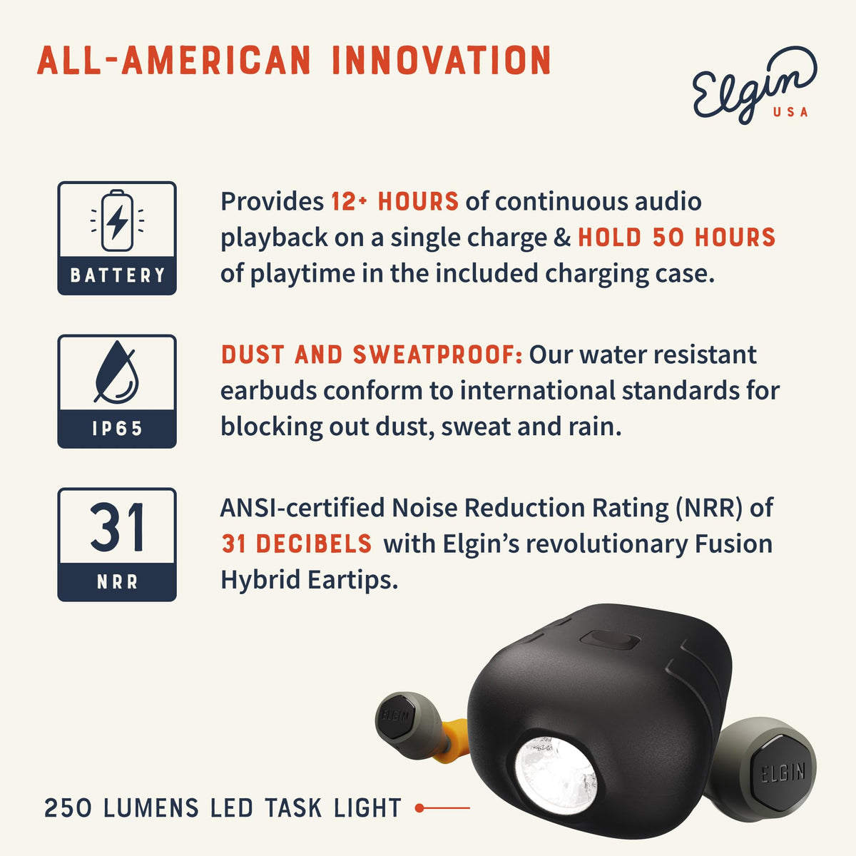Elgin Rebel Earbuds connect via Bluetooth 5.3 for stable calls