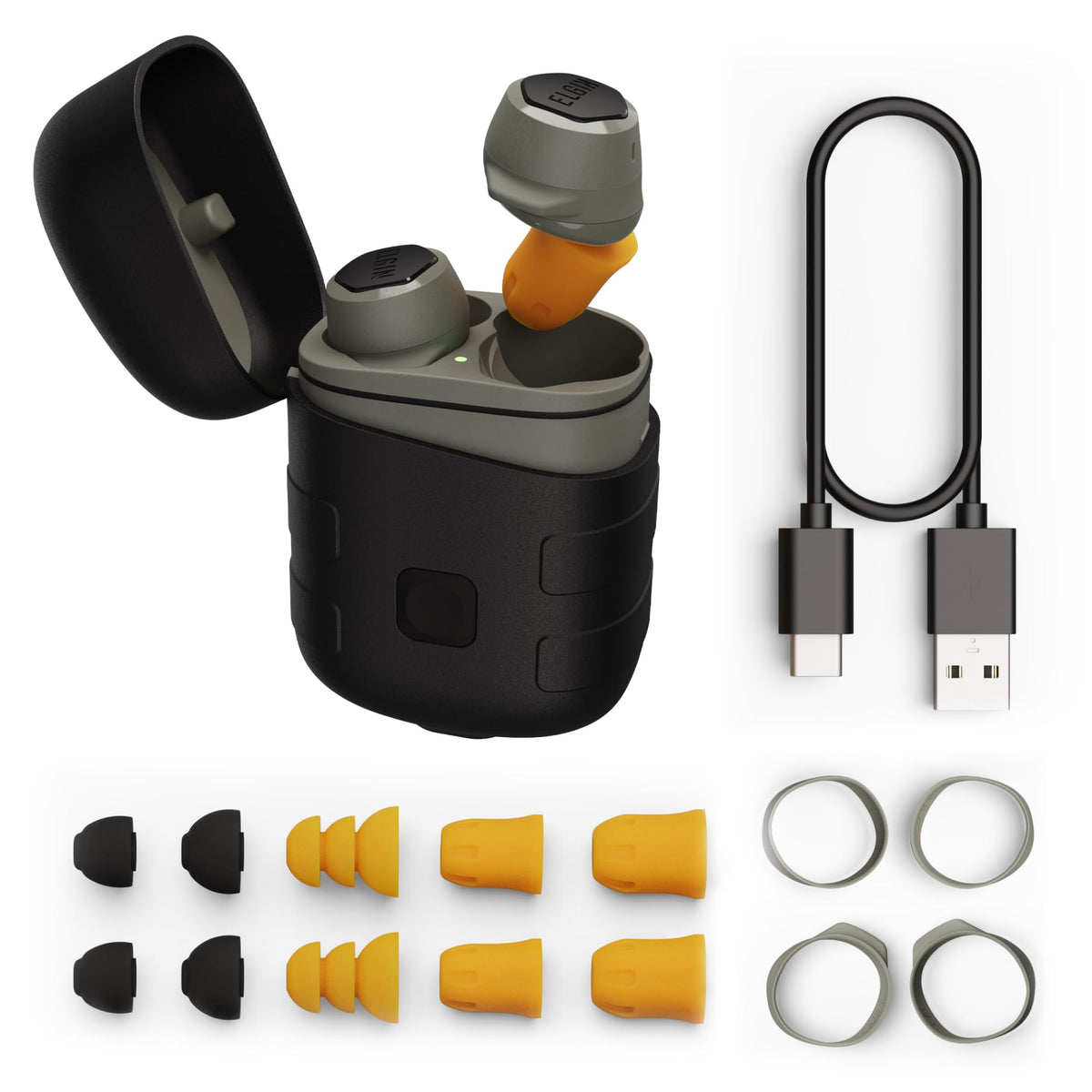 Elgin Rebel Earbuds case with LED light for easy case navigation