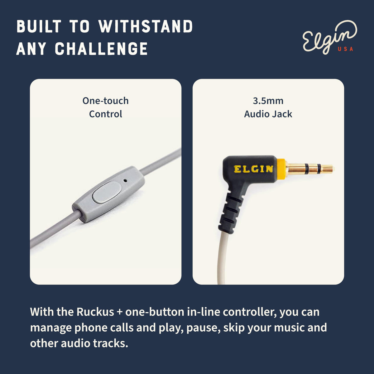 Elgin Ruckus+ 47 inch cable provides freedom of movement.
