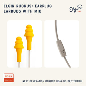 Elgin Ruckus+ 25dB NRR for hearing protection.