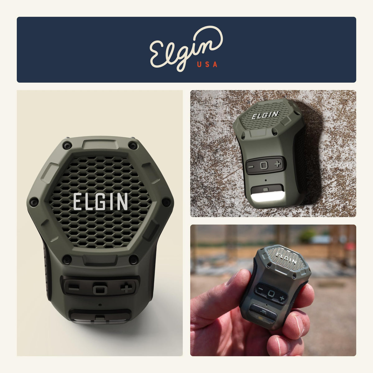 Elgin Thumper on jobsite wearing gear, Elgin rugged performance outdoors
