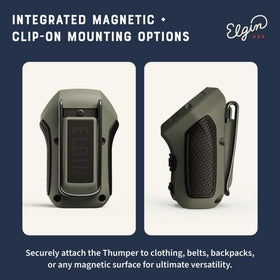 Two Elgin Thumper units paired for stereo, Elgin wider sound coverage