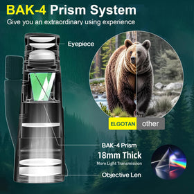 ELGOTAN Bak4 prism delivers bright colors and sharp images in dusk light.