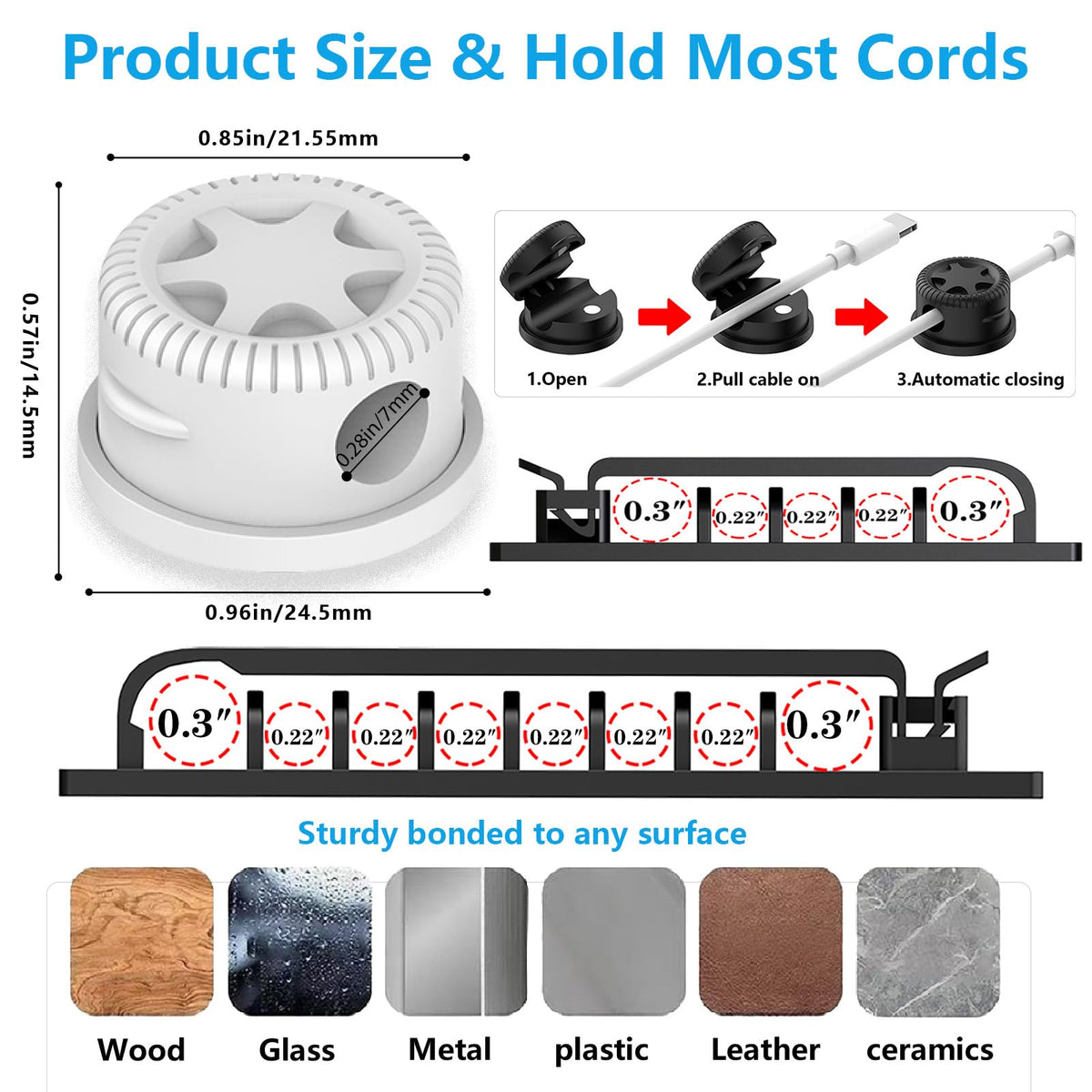 Elii self-adhesive cable-clip-holder secures cables on clean surfaces