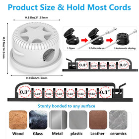 Elii self-adhesive cable-clip-holder secures cables on clean surfaces