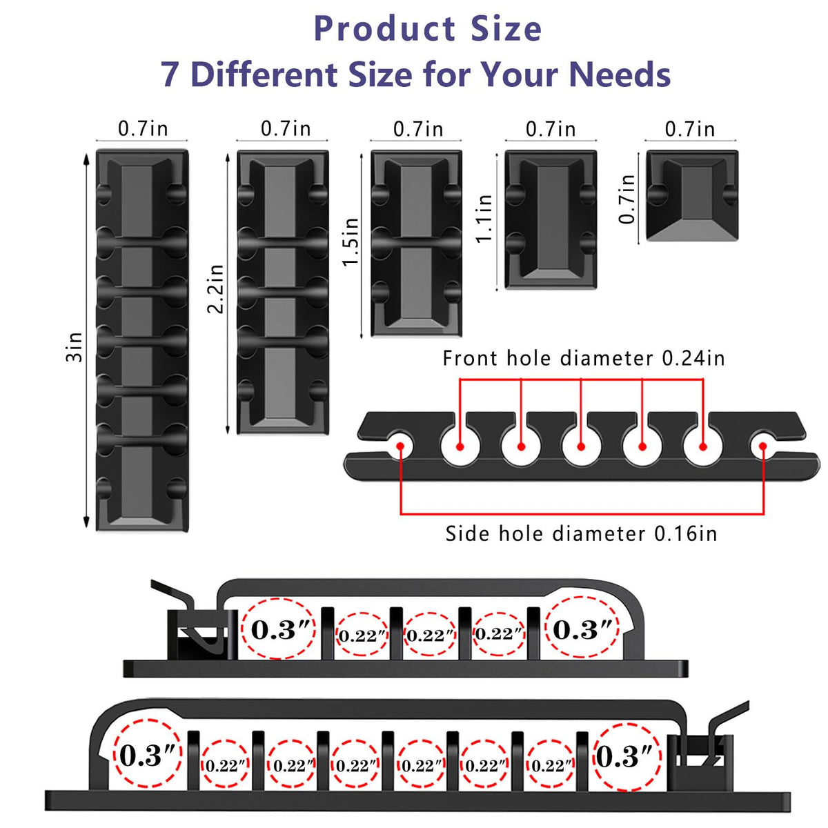 ELII slot holders multi-size collection keeps cords organized neatly