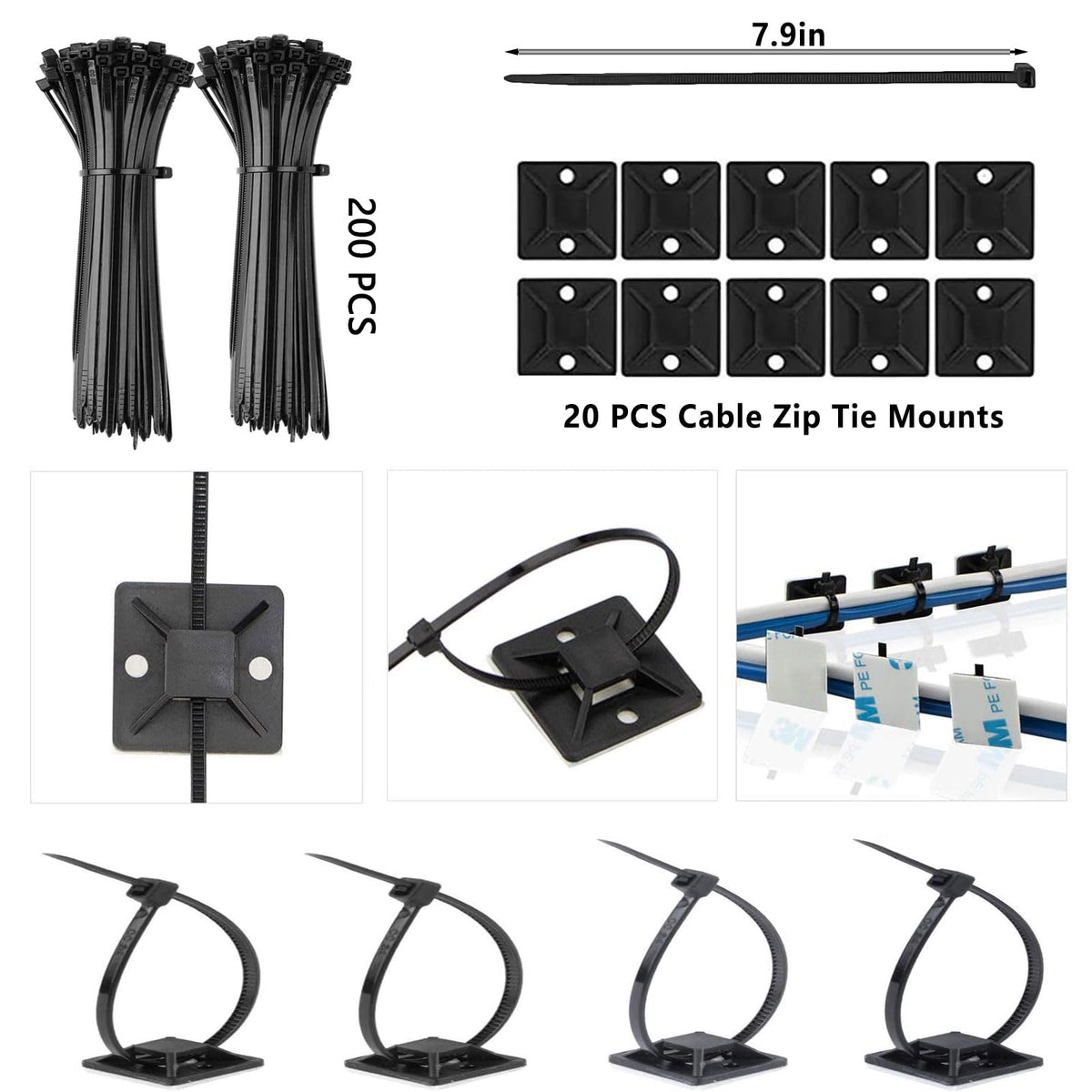 ELII zip-tie mounts attached under desk offering stable fixings