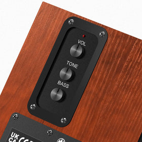 Elimavi close-up of 4-inch woofer showing improved bass response