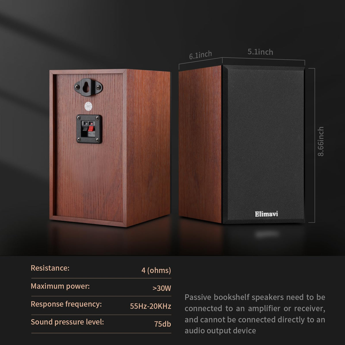 Elimavi paired speakers on shelf illustrating stereo placement benefit wider soundstage