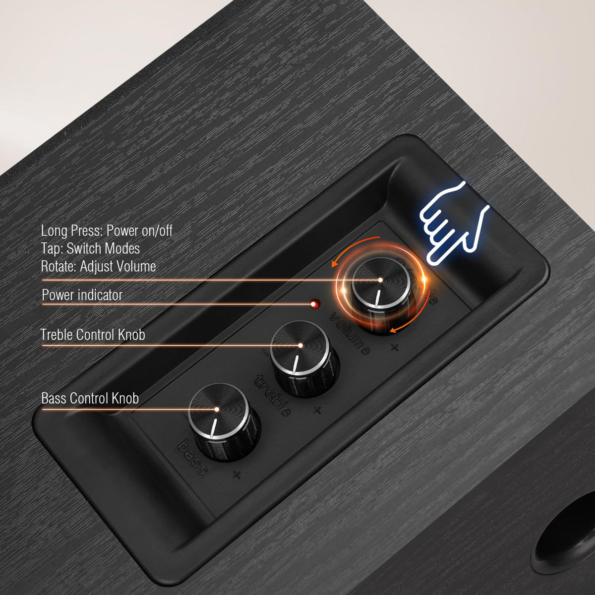 Elimavi aluminum side control knob for quick bass and treble tuning
