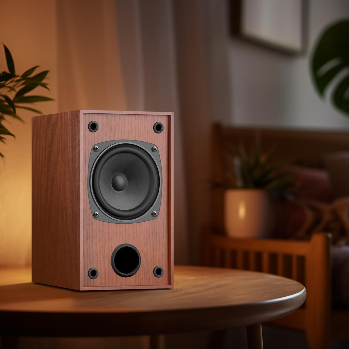 Elimavi next to record player showing compatibility and warm analog playback benefit natural sound