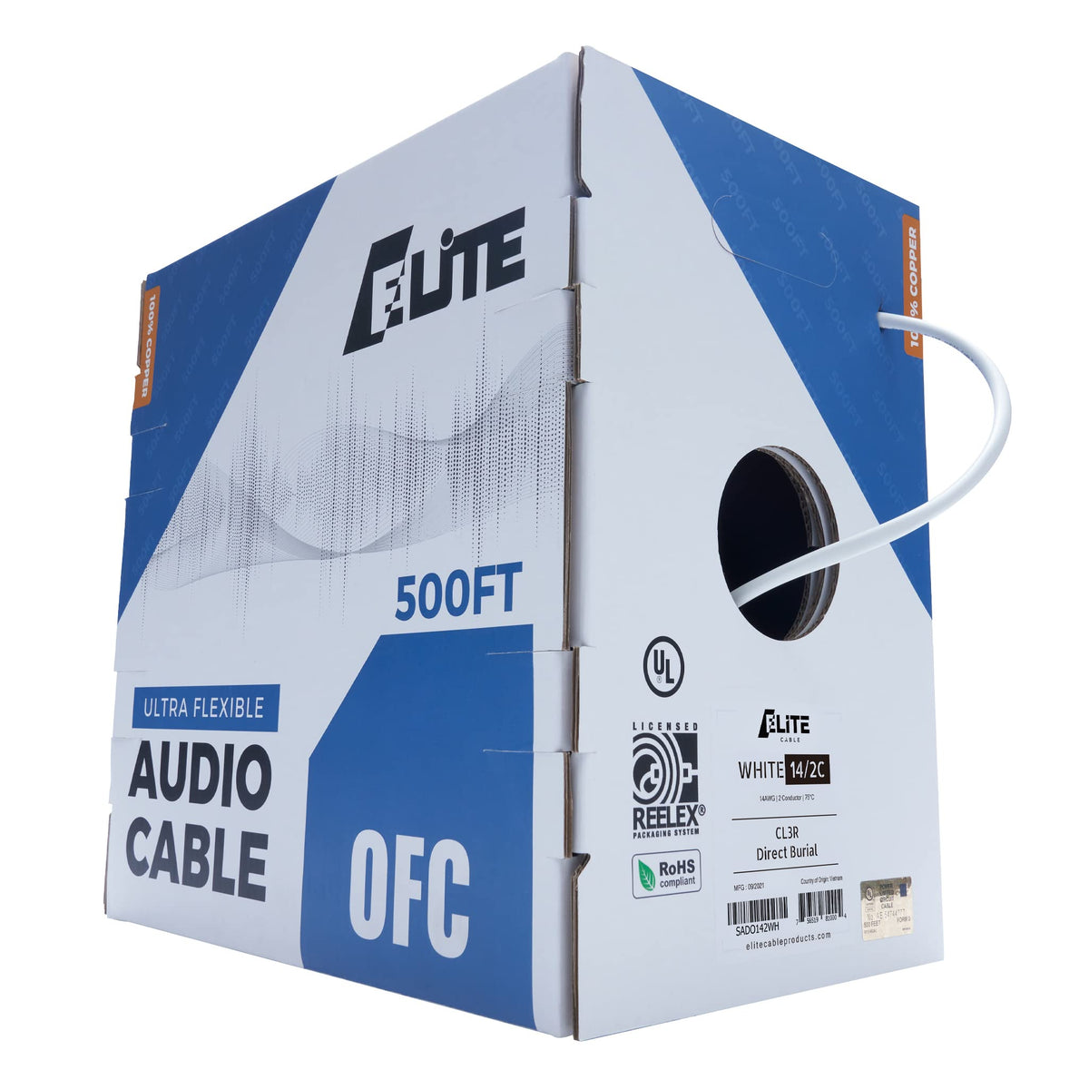 Elite 14-2 speaker wire UL listed for safe home audio installation