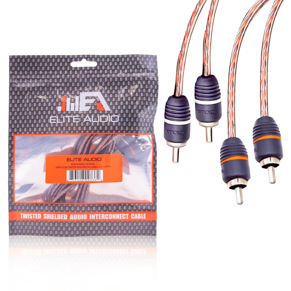Elite Audio EA-RCA6 front view showing connectors and cable, highlights reliable contact