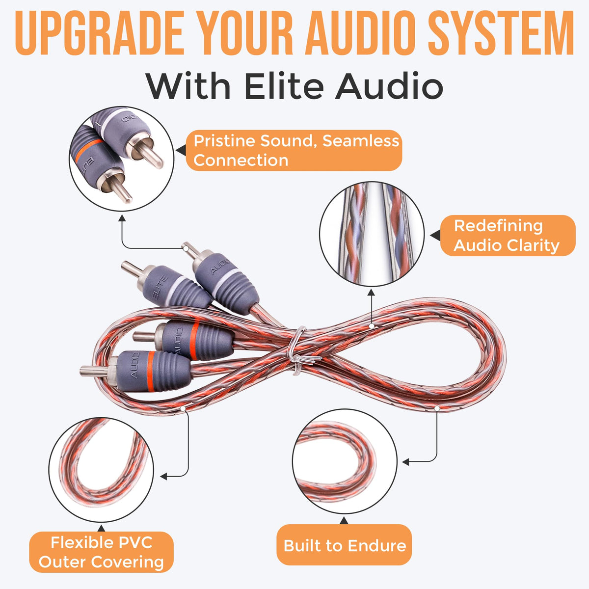 Elite Audio EA-RCA6 connected between receiver and subwoofer demonstrating tidy installation