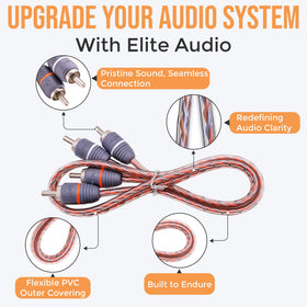Elite Audio EA-RCA6 connected between receiver and subwoofer demonstrating tidy installation