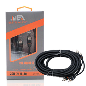 Elite Audio PRM17 front view showing dual RCA connectors and secure fit for clean signal