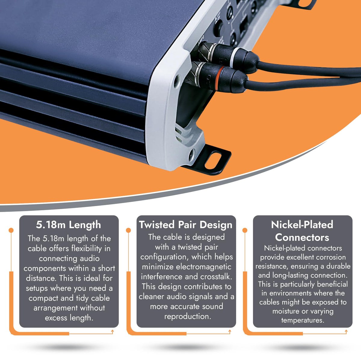 Elite Audio PRM17 cross-section showing triple shielding and OFC conductor for low noise