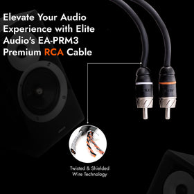 Elite Audio cable beside ruler showing compact 3-foot length convenience