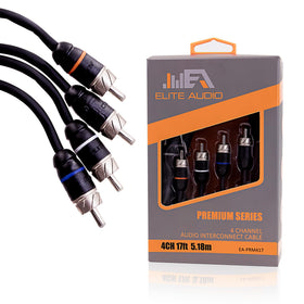 Elite Audio PRM417 front connectors showing secure RCA fit and reliable connection