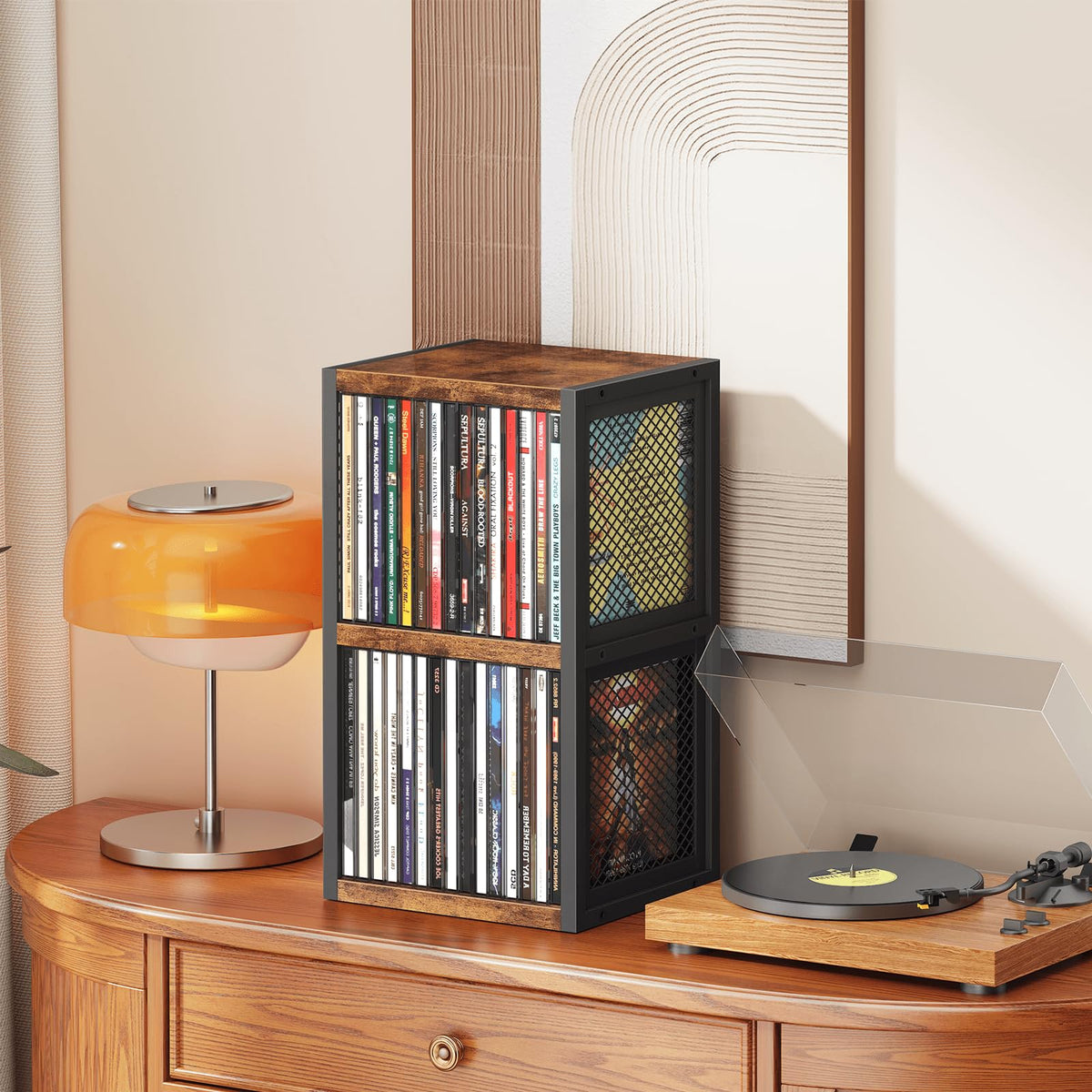 ELITEROO CD Holder with organized CDs on open shelves