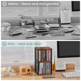 ELITEROO CD Holder retro wood grain finish complements music rooms